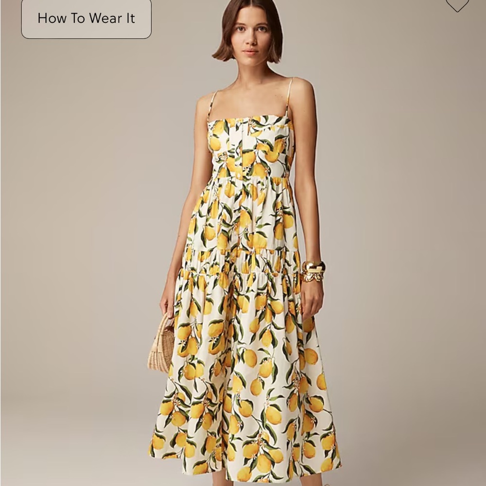 A-line midi dress in limoncello size 6 (lemon print dress)